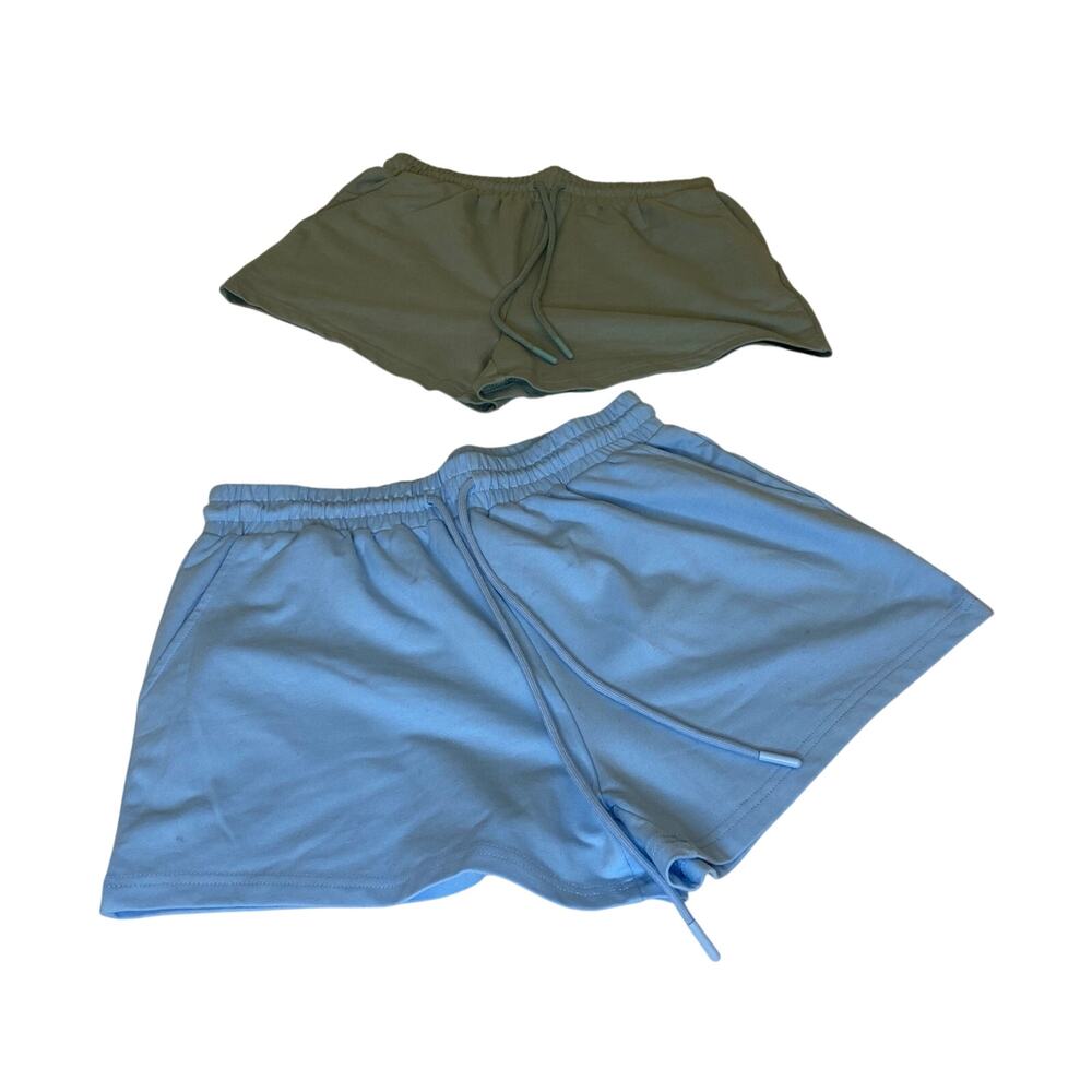Women's Shorts Size Medium Casual Workout Lounge Shorts w/ Pockets Green & Blue